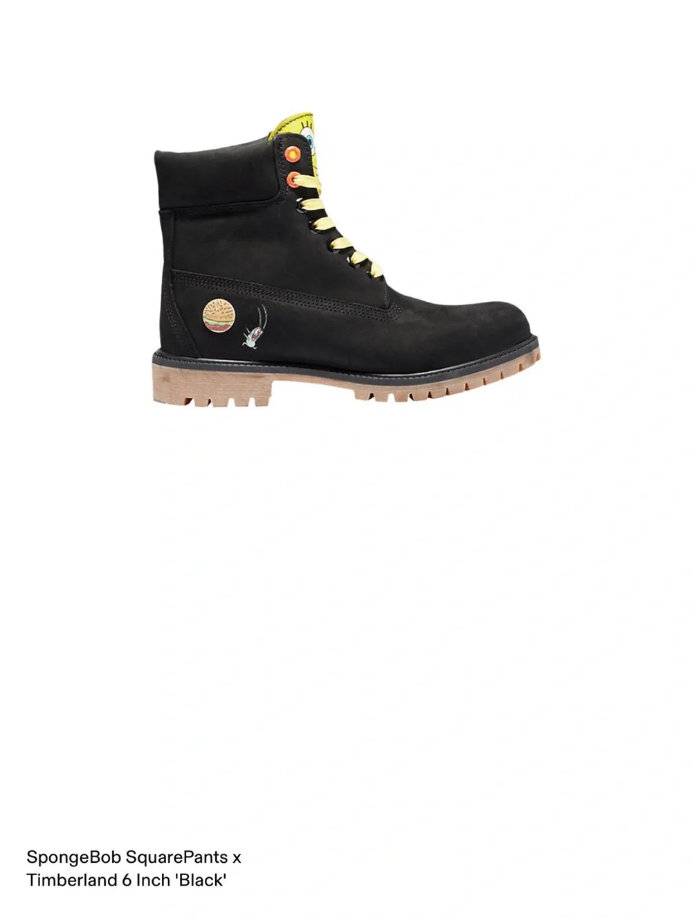 Timberland Black Leather 6-Inch Lace-Up Work Boot with Yellow Accents